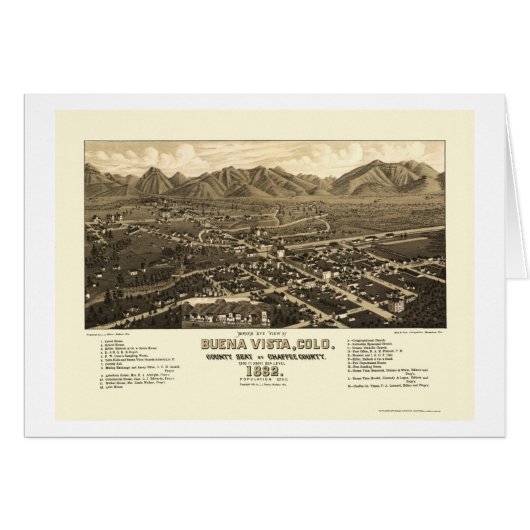 Buena Vista, CO Panoramic Map - 1882 Cards (Front Horizontal)