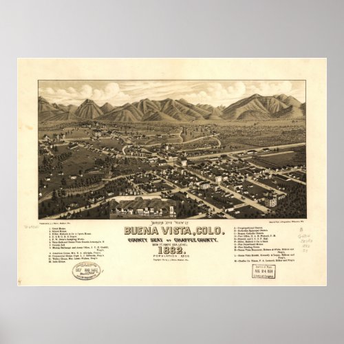 Buena Vista Colorado 1882 Panoramic Map Poster