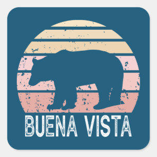 Buena Vista Colorado Retro Bear Square Sticker