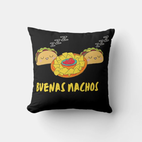 Buenas Nachos Funny Buenas Noches Taco Design Men Throw Pillow