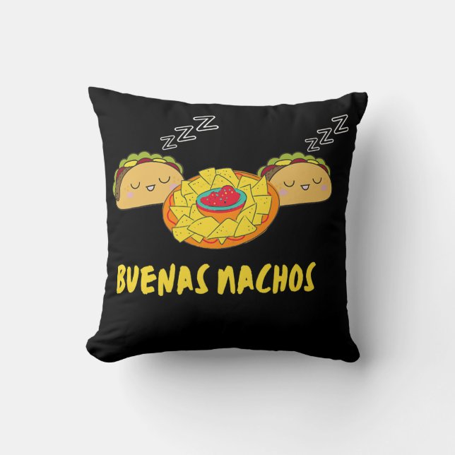 Buenas Nachos Funny Buenas Noches Taco Design Men Throw Pillow (Front)