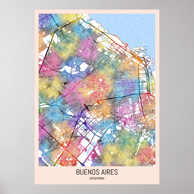 Buenos Aires Argentina City Map Poster (Front)