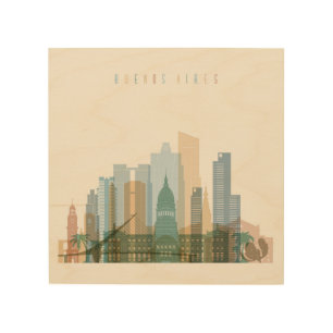 Buenos Aires, Argentina City Skyline Wood Wall Art