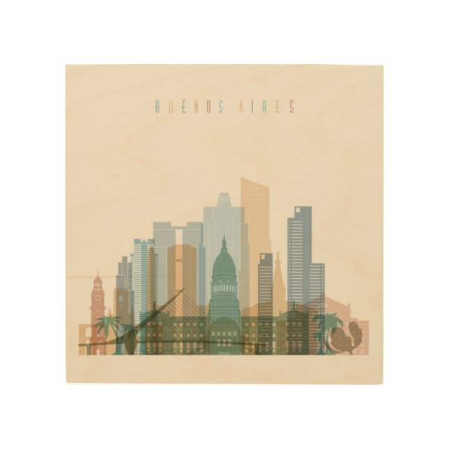 Buenos Aires, Argentina | City Skyline Wood Wall Art (Front)
