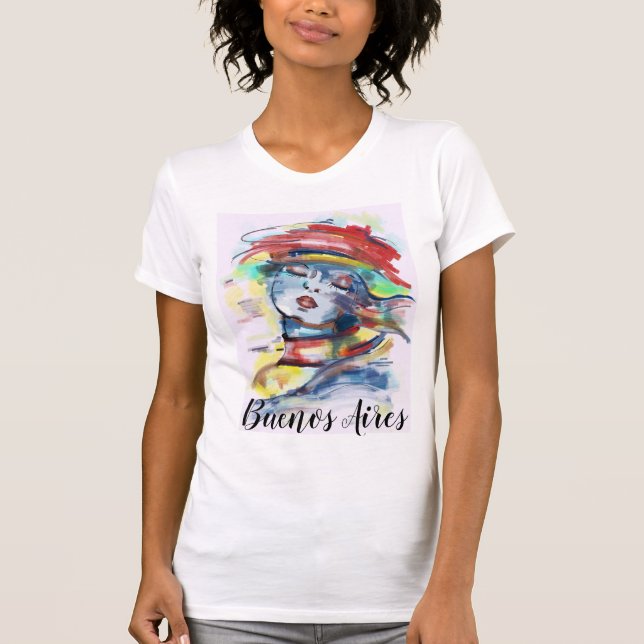 Buenos Aires Argentina Dramatic Woman Painting T-Shirt (Front)