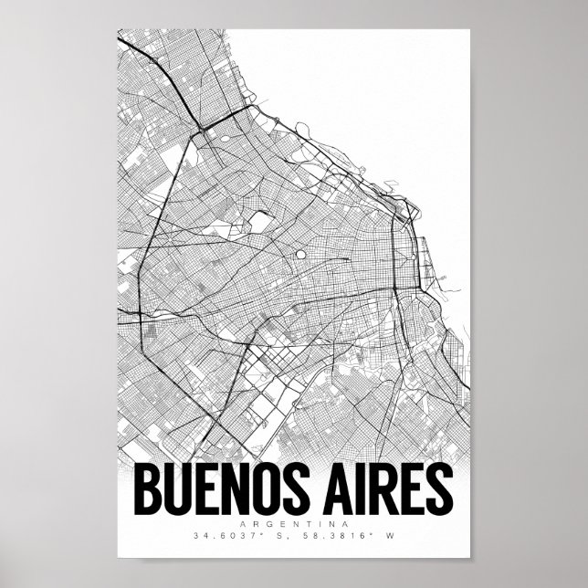 Buenos Aires Argentina Minimalist Map Art Poster (Front)