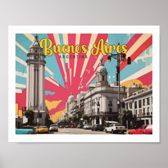 Buenos Aires Argentina Pop Art Travel Illustration Poster (Front)