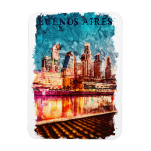 Buenos Aires Argentina Skyline by Night City View Magnet
