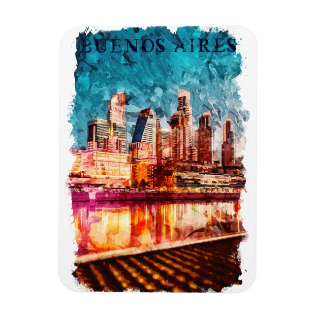 Buenos Aires Argentina Skyline by Night City View Magnet (Vertical)