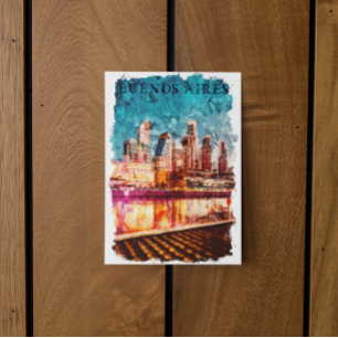 Buenos Aires Argentina Skyline by Night City View Postcard