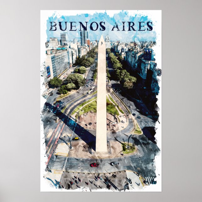 Buenos Aires Argentina Skyline illustration Poster (Front)