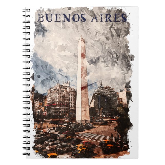 Buenos Aires Argentina Skyline Watercolor Notebook (Front)