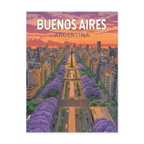 Buenos Aires Argentina Travel Art Vintage Postcard