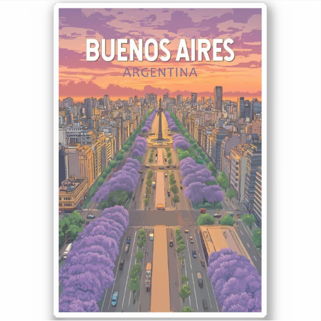 Buenos Aires Argentina Travel Art Vintage Sticker (Front)