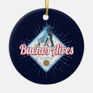 Buenos Aires City Argentina Retro Tango Vintage Ceramic Ornament