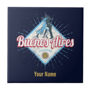 Buenos Aires City Argentina Retro Tango Vintage Ceramic Tile