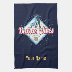 Buenos Aires City Argentina Retro Tango Vintage Kitchen Towel