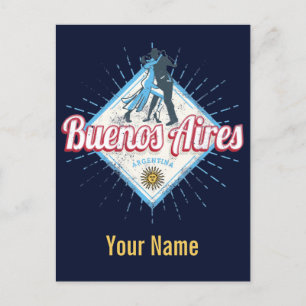 Buenos Aires City Argentina Retro Tango Vintage Postcard