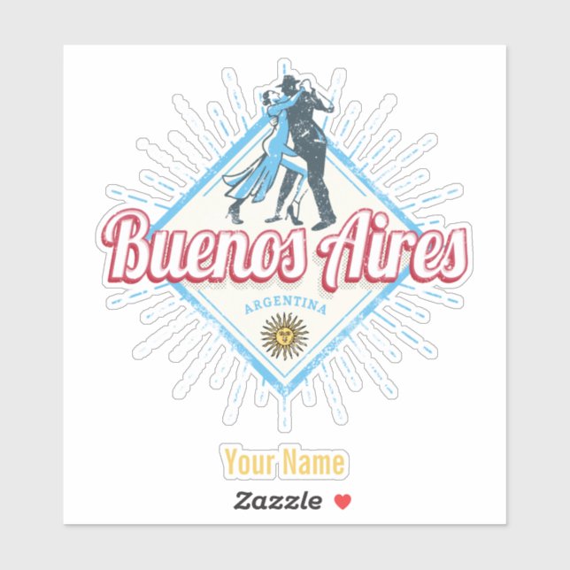 Buenos Aires City Argentina Retro Tango Vintage Sticker (Sheet)