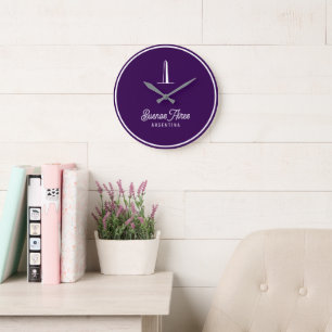 Buenos Aires Elegant Minimal Retro logo Large Clock