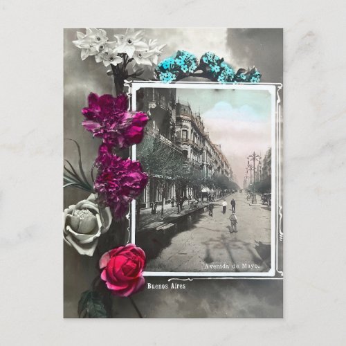 Buenos Aires Floral Vintage Postcard