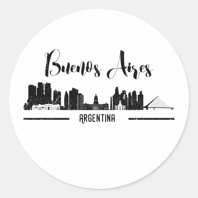 Buenos Aires Graphic Skyline Classic Round Sticker (Front)