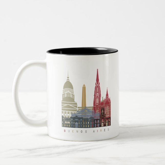 Buenos Aires skyline poster Two-Tone Coffee Mug (Left)