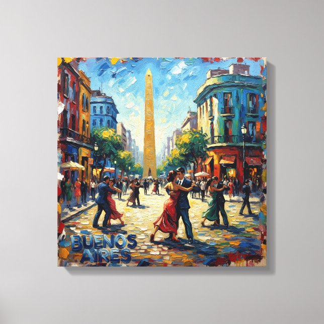 Buenos Aires Tango Street Scene Stretched Canvas Print (Front)