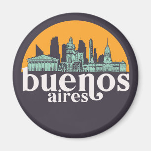 Buenos Aires Vintage City Skyline Cityscape Art Magnet