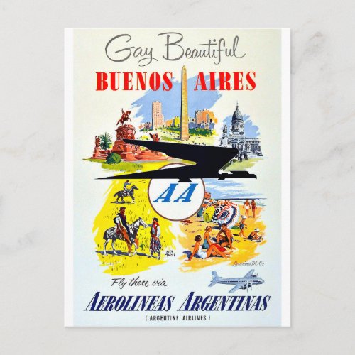 buenos aires vintage travel postcard