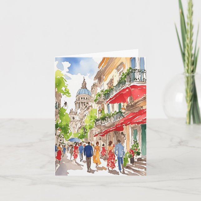 Buenos Aires Watercolor Stationery Card (Front)