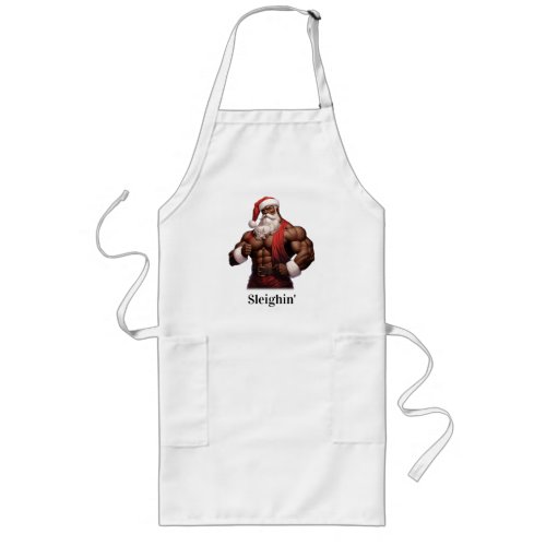 Buff African American Santa Workout Muscles Gym Long Apron
