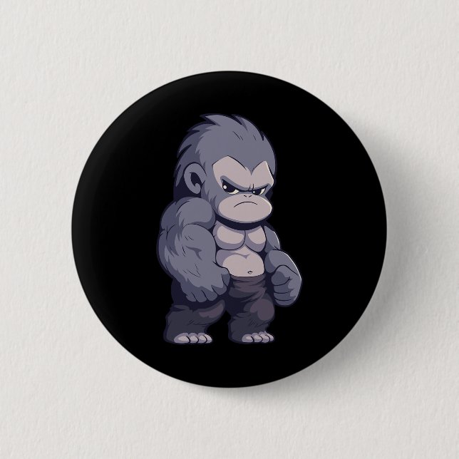 Buff Alpha Silverback Gorilla Ape Design Boxing Go Button (Front)