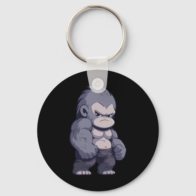 Buff Alpha Silverback Gorilla Ape Design Boxing Go Keychain (Front)
