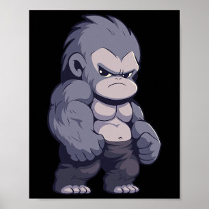 Buff Alpha Silverback Gorilla Ape Design Boxing Go Poster
