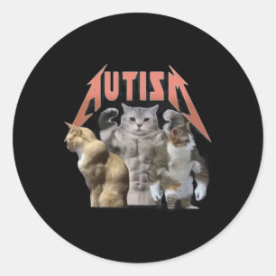 Buff Cats Autism Meme Classic Round Sticker