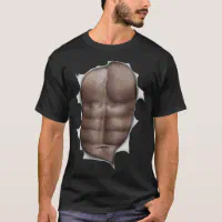  Funny Fake Six Pack Abs T-Shirt Big Muscle Chest