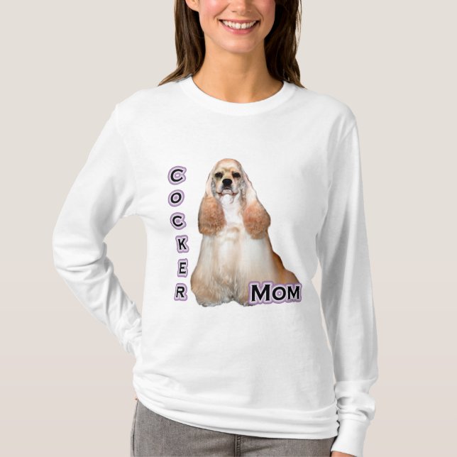 Buff Cocker Spaniel Mom; Cocker Spaniel Mom T-Shirt (Front)