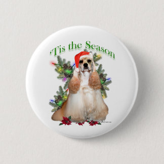 Buff Cocker Spaniel 'Tis the Season - Button