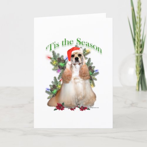 Buff Cocker Spaniel Tis the Season  Holiday Card