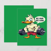 Buff Duck No Pain No Gain Gym Workout Cartoon (Front/Back)