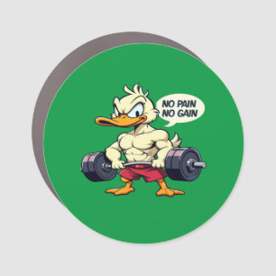 Buff Duck No Pain No Gain Gym Workout Cartoon Car Magnet