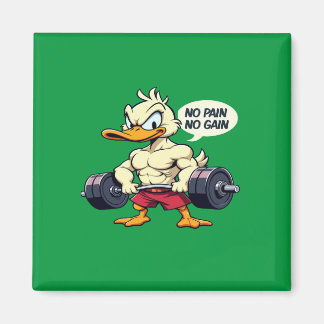 Buff Duck No Pain No Gain Gym Workout Cartoon Magnet