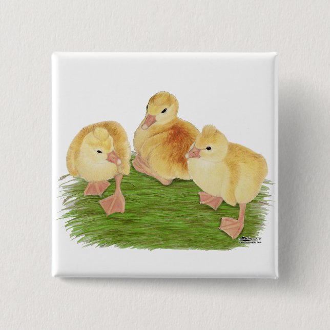 Buff Goslings Tufted Pinback Button (Front)