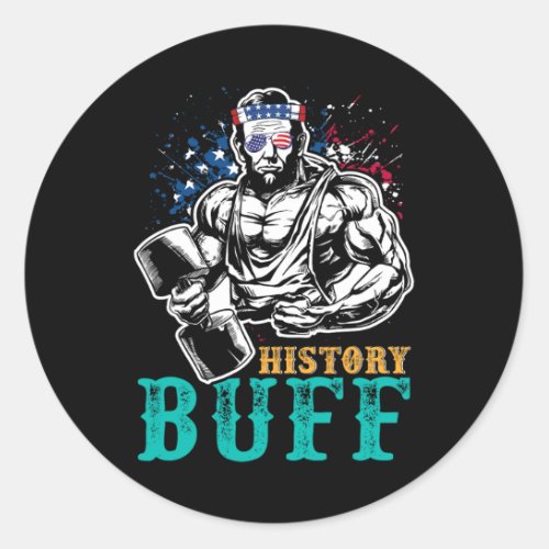 Buff Independence Day Lincoln Patriot Usa Presiden Classic Round Sticker