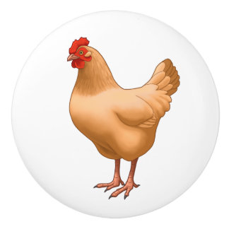 Buff Orpington Chicken Hen Ceramic Knob