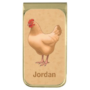 Buff Orpington Chicken Hen Gold Finish Money Clip by Fun_Forest at Zazzle