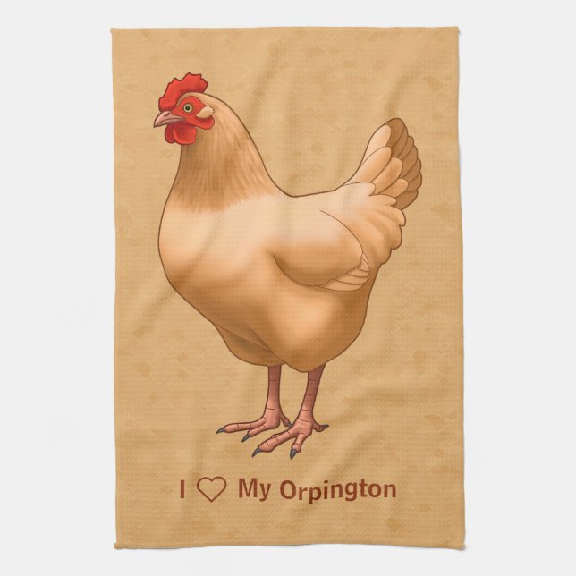 Buff Orpington Chicken Hen Kitchen Towel (Vertical)