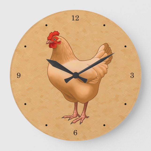 Buff Orpington Chicken Hen Large Clock (Front)