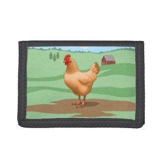 Buff Orpington Chicken Hen On Farm Trifold Wallet